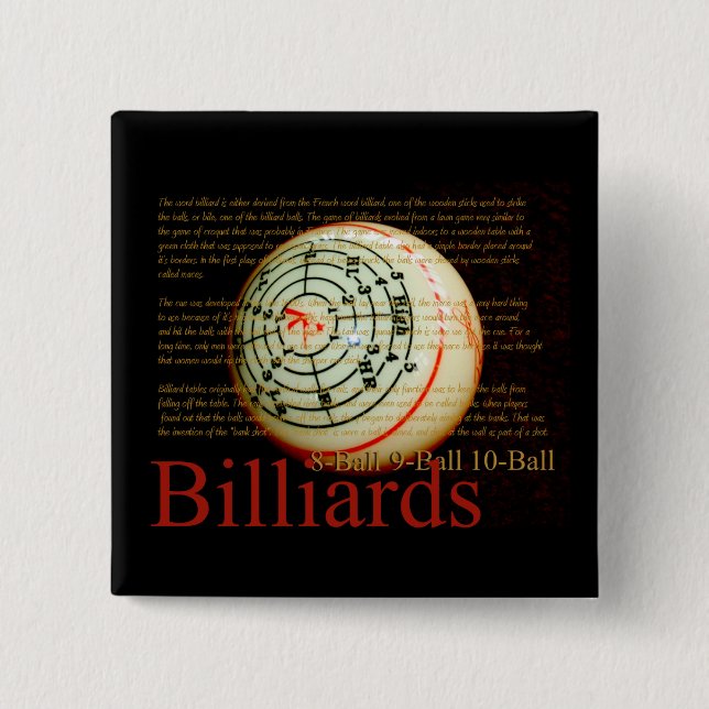 Billards 15 Cm Square Badge (Front)
