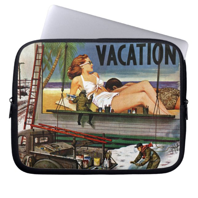Billboard Painters in Winter by Stevan Dohanos Laptop Sleeve (Front)