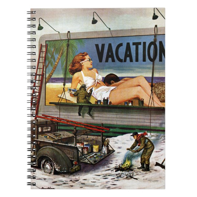 Billboard Painters in Winter by Stevan Dohanos Spiral Notebook (Front)