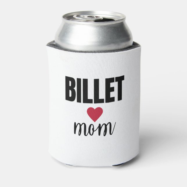 Billet Mom Simple Text with Heart Can Cooler (Can Back)