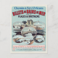 Billets de Bains de Mer France Vintage Poster 1888