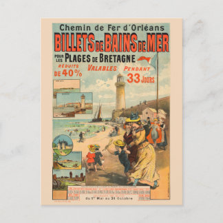 Billets de Bains de Mer Vintage Poster 1890 Postcard
