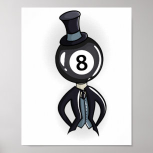 Billiard 8 Ball Guy Pool Player Gift Poster