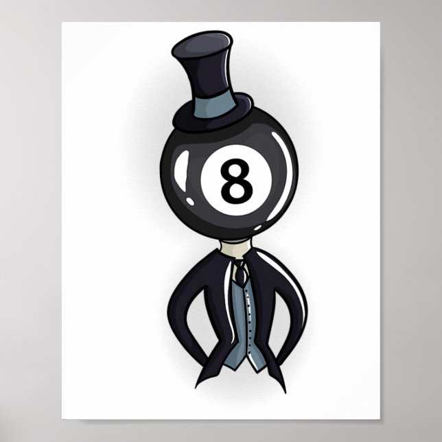 Billiard 8 Ball Guy Pool Player Gift  Poster (Front)