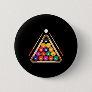 Billiard And Stick Billiards Pool Player 6 Cm Round Badge