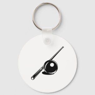 Billiard Ball And Cue Stick Sketch Carom Billiards Key Ring