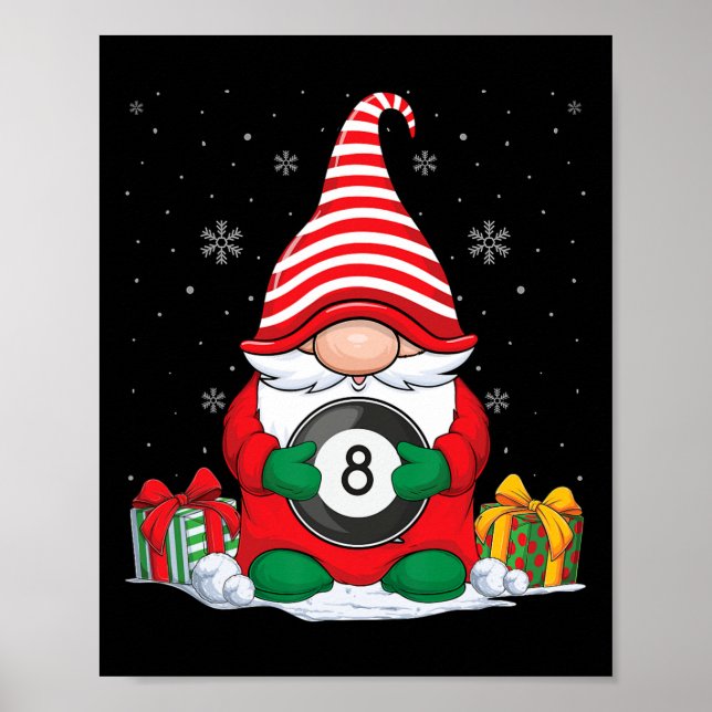 Billiard Ball Christmas Gnomes  Cute Billiard Ball Poster (Front)