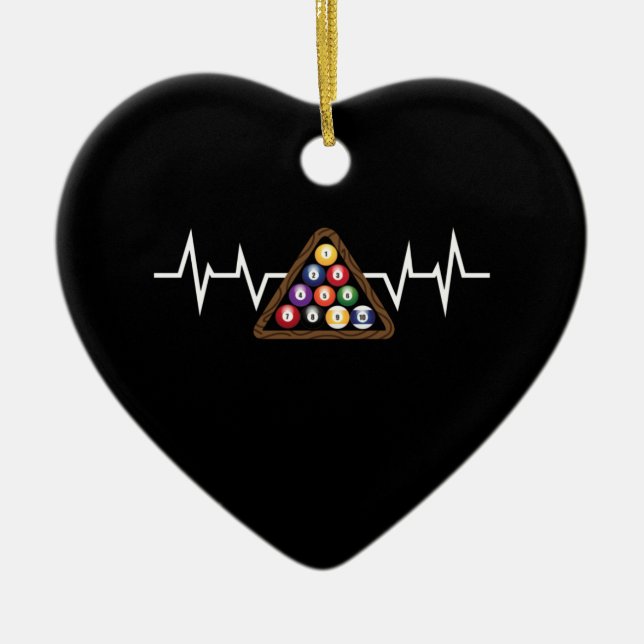 Billiard Ball Rack Heartbeat Ceramic Tree Decoration (Front)