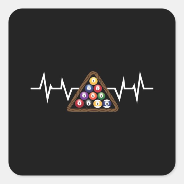 Billiard Ball Rack Heartbeat Square Sticker (Front)