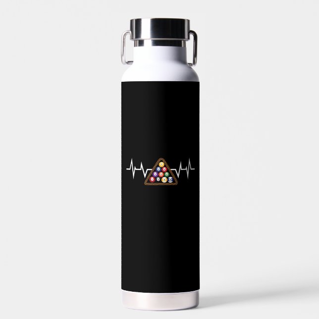 Billiard Ball Rack Heartbeat Water Bottle (Front)