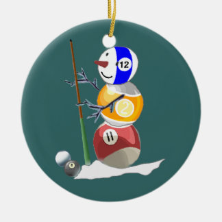 Billiard Ball Snowman Ceramic Tree Decoration