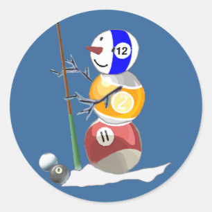 Billiard Ball Snowman Classic Round Sticker