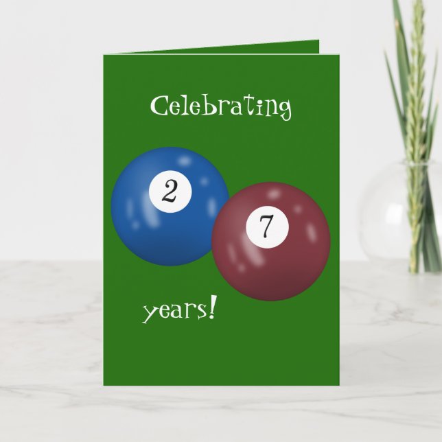 Billiard Balls 27th birthday Card (Front)