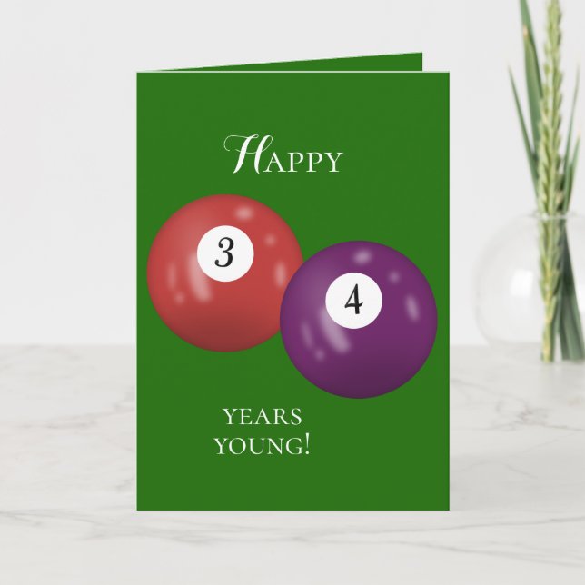 Billiard Balls 34th birthday Card (Front)