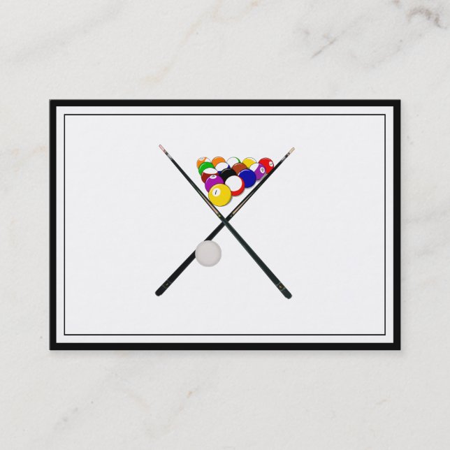 Billiard Balls and Pool Cues Business Card (Front)