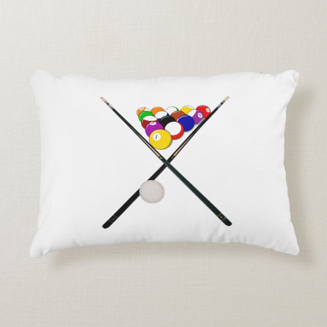 Billiard Balls and Pool Cues Decorative Cushion (Front)