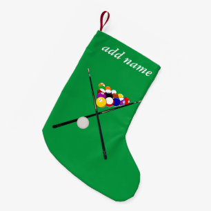 Billiard Balls and Pool Cues Small Christmas Stocking