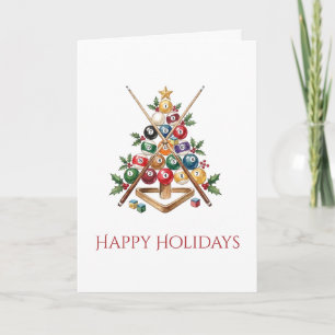 Billiard Balls Christmas Tree Holiday Christmas Card
