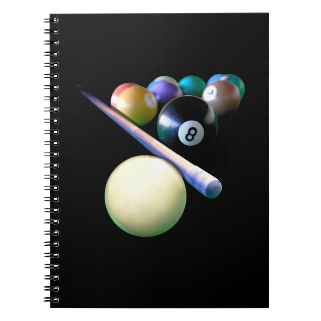 Billiard Balls Cue Snooker Pool Player Notebook (Front)