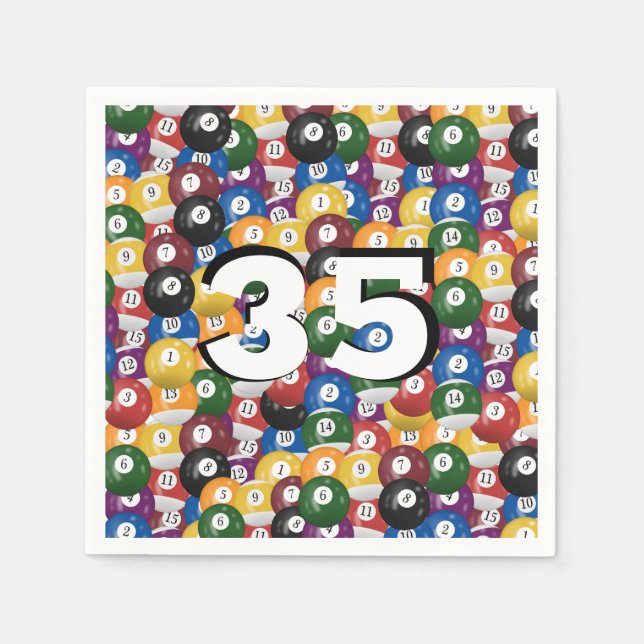 Billiard Balls for 35th birthday Napkin (Front)