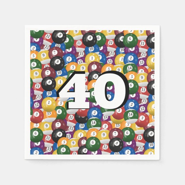 Billiard Balls for 40th birthday Napkin (Front)