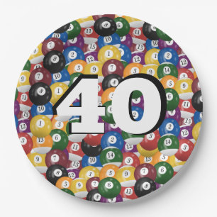 Billiard Balls for 40th birthday Paper Plate