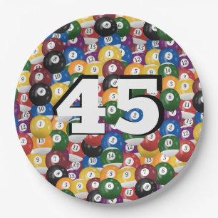 Billiard Balls for 45th birthday Paper Plate