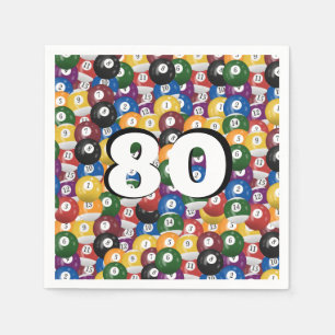 Billiard Balls for 80th birthday Napkin