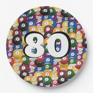 Billiard Balls for 80th birthday Paper Plate