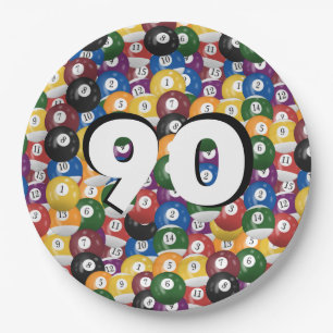 Billiard Balls for 90th birthday Paper Plate