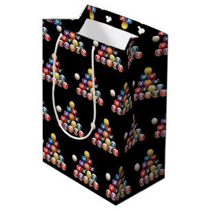 Billiard Balls on black Medium Gift Bag