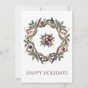 Billiard Balls Wreath Holiday Christmas Card