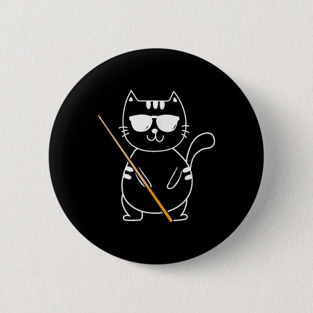 Billiard Cat - Billiard Player Billard 8-ball Pool 6 Cm Round Badge (Front)