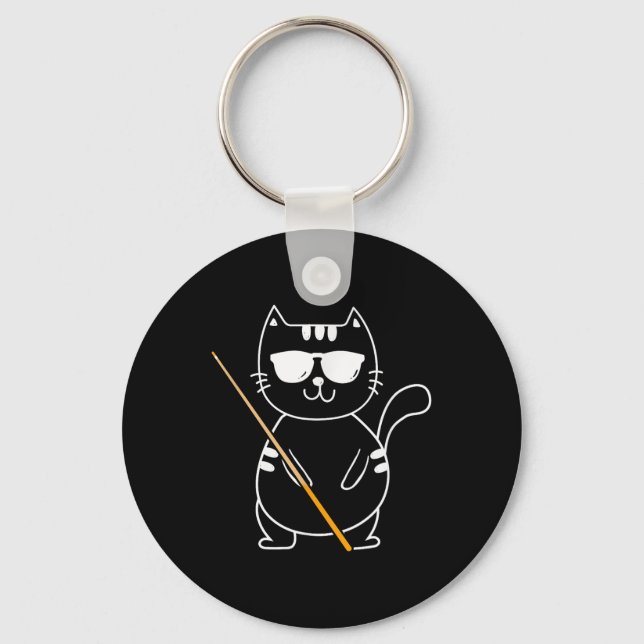Billiard Cat - Billiard Player Billard 8-ball Pool Key Ring (Front)