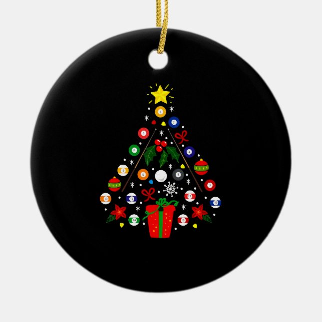 Billiard Christmas Tree Ceramic Tree Decoration (Front)