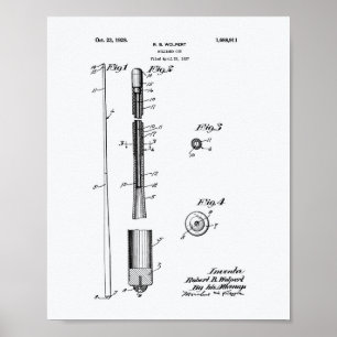Billiard Cue 1928 Patent Art - White Paper Poster