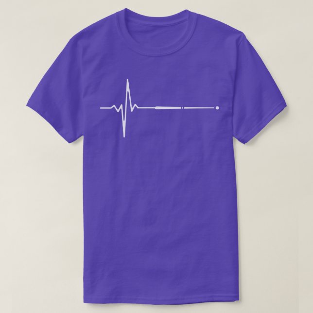 Billiard Cue Heartbeat T-Shirt (Design Front)