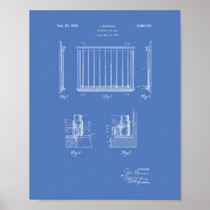 Billiard Cue Lock 1949 Patent Art - Blueprint Poster