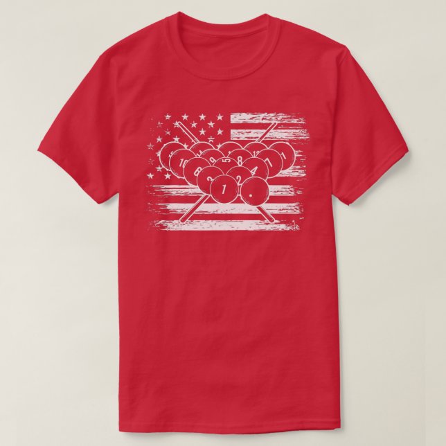 Billiard Flag Snooker Pool Chalk Billiard Player T-Shirt (Design Front)