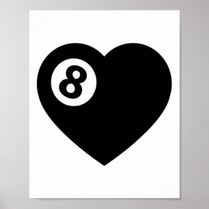 Billiard Heart Love Pool Player Valentine Poll Bal Poster