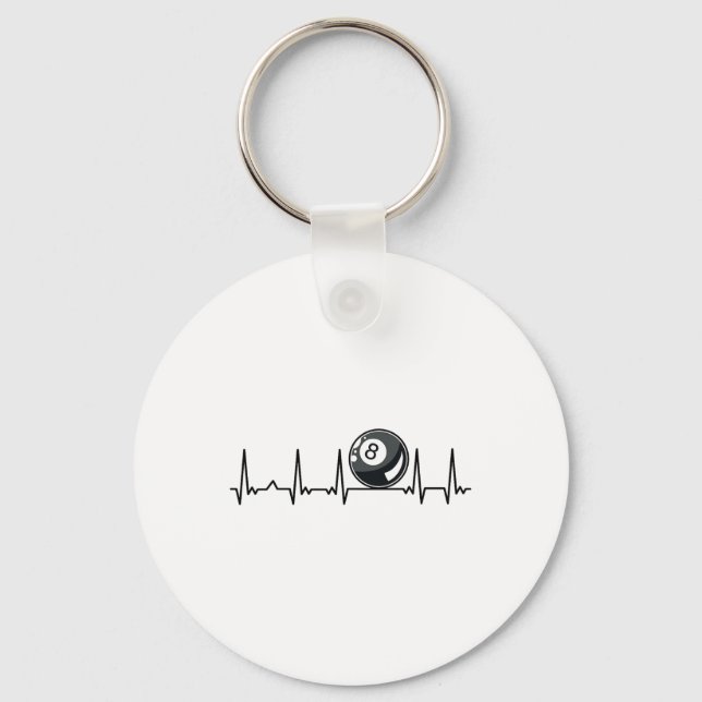 Billiard Heartbeat Snooker Pool Chalk Billiard Pla Key Ring (Front)