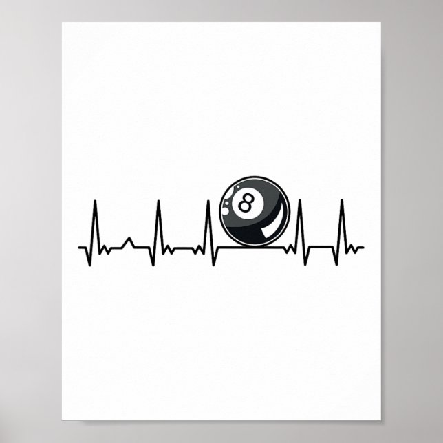 Billiard Heartbeat Snooker Pool Chalk Billiard Pla Poster (Front)