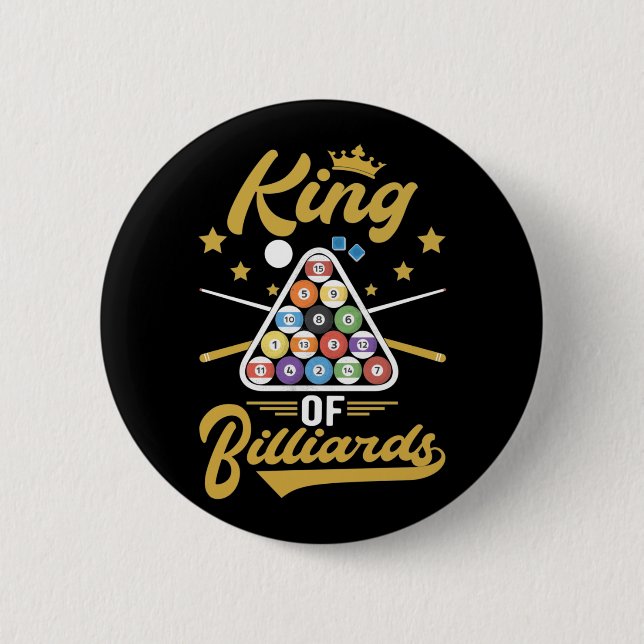 Billiard King Snooker Cue Sports Pool Player 6 Cm Round Badge (Front)