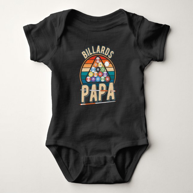 Billiard Papa Cue Sports Dad Snooker Pool Baby Bodysuit (Front)