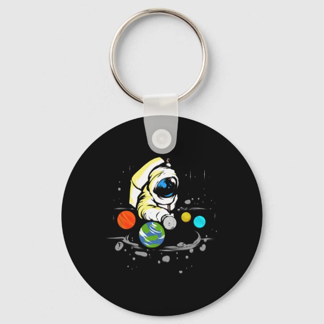 Billiard Player Astronaut Snooker Billiard Gift  Key Ring (Front)