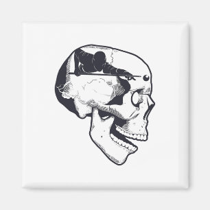 Billiard Player Brain Skull Billiards Table Rack C Magnet