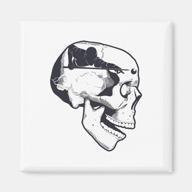 Billiard Player Brain Skull Billiards Table Rack C Magnet (Front)