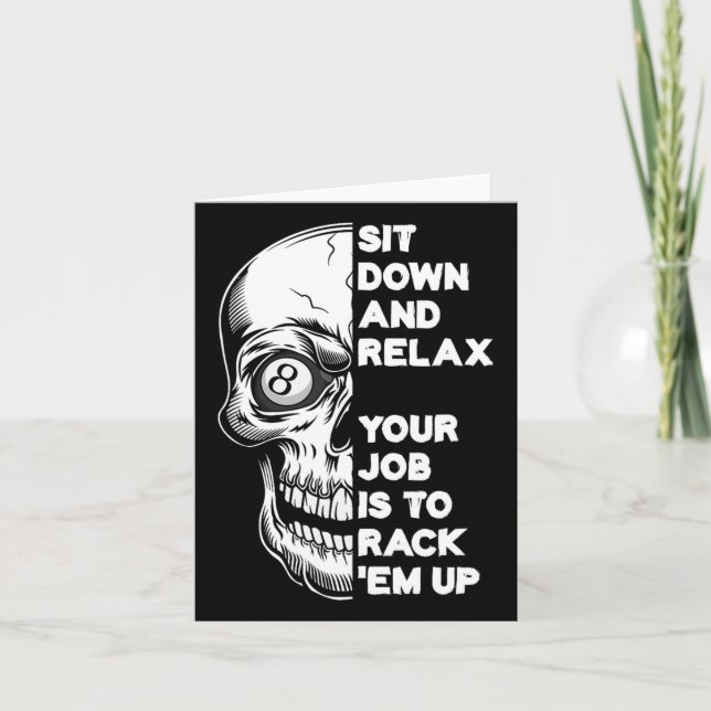 Billiard Player Skull Skeleton Billiards Table Rac Card (Front)