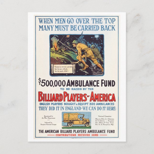 Billiard Players of America Postcard (Front)