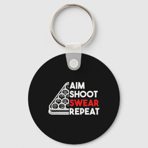 Billiard Pool Aim Shoot Swear Repeat Key Ring
